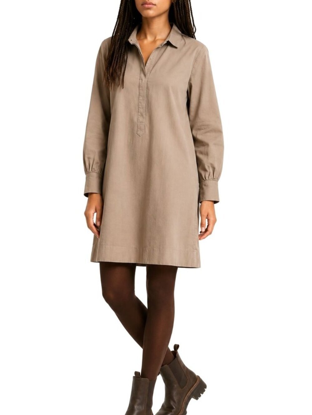 Ann Mashburn Anaya Popover Dress Taupe Corduroy